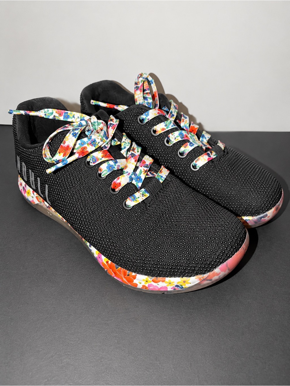 NOBULL Women’s 8.5 Black Floral CrossFit Training Sneakers Shoes - Picture 3 of 8